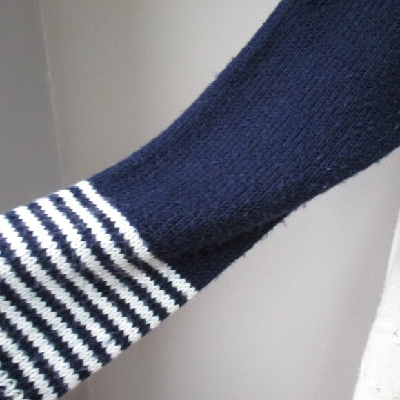 Womens Talbots Wool Blend Long Boho Sweater Ivory Blue Open Front Size Large - Picture 6 of 7